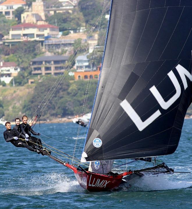 The rookie Lumix crew continue to improve with every race and finished seventh in today's race - 18ft Skiffs Syd. Barnett Jr. Memorial Trophy © Frank Quealey /Australian 18 Footers League http://www.18footers.com.au